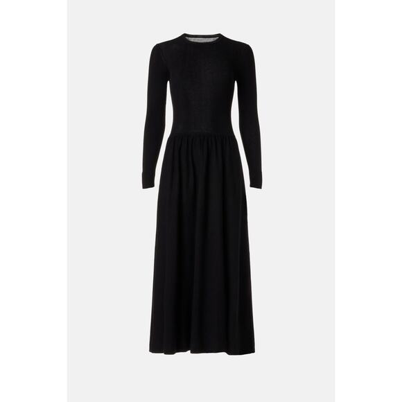 Thakoon Black Drop Waist Long Sleeve Knit A-Line Minimalist Midi Dress Size M - Picture 5 of 14